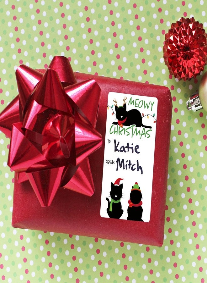 DISTINCTIVS Cat Christmas Gift Tags, Peel and Stick Christmas Gift Tags – 42 Labels, Meowy Christmas Kitten Pet Holiday Gift Wrap Tags - Image 4
